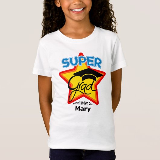 Schattige Super Afstudeerder Logo - Personaliseer T-shirt (Voorkant)