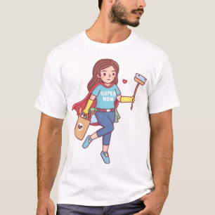 Schattige Super Moeder Met Schoonmaakgereedschap e T-shirt