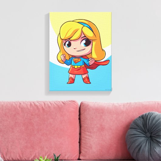 Schattige Supergirl Stance Canvas Afdruk (Insitu (Woonkamer))