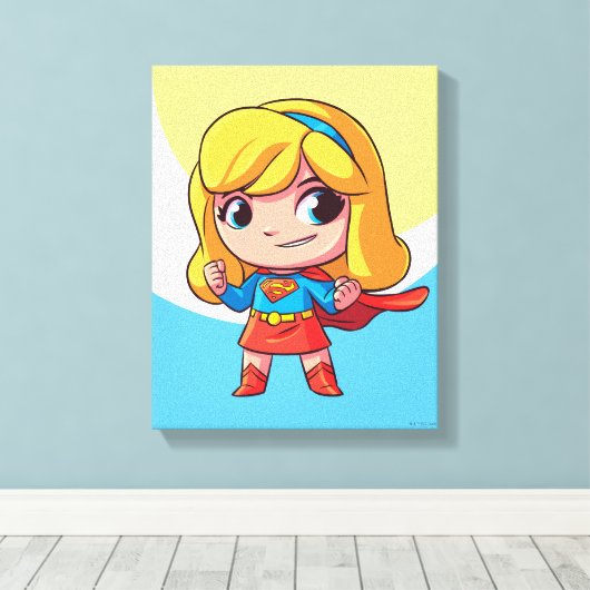 Schattige Supergirl Stance Canvas Afdruk (Insitu (Houten vloer))