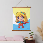 Schattige Supergirl Stance Hangend Wandkleed (Slaapkamer)