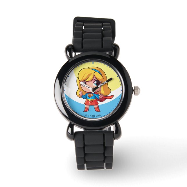 Schattige Supergirl Stance Horloge (Voorkant)