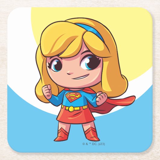 Schattige Supergirl Stance Kartonnen Onderzetters (Voorkant)