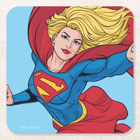 Schattige Supergirl Stance Kartonnen Onderzetters (Voorkant)
