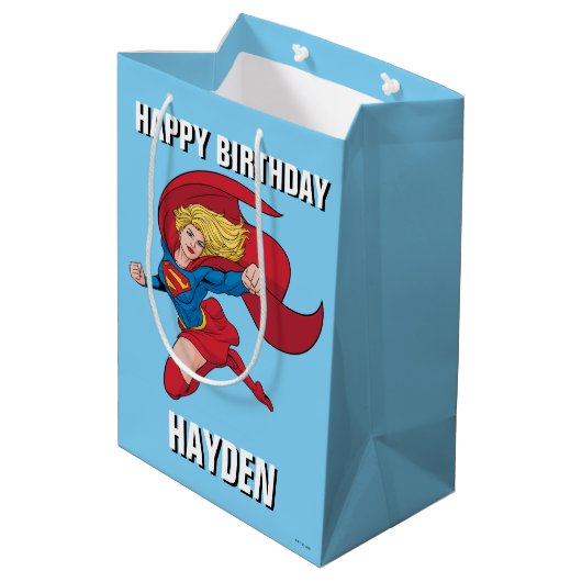 Schattige Supergirl Stance Medium Cadeauzakje (Achterkant Gekanteld)