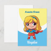 Schattige Supergirl Stance Notitiekaartje (Voorkant / Achterkant)