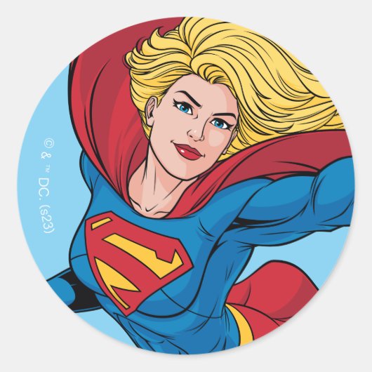 Schattige Supergirl Stance Ronde Sticker (Voorkant)