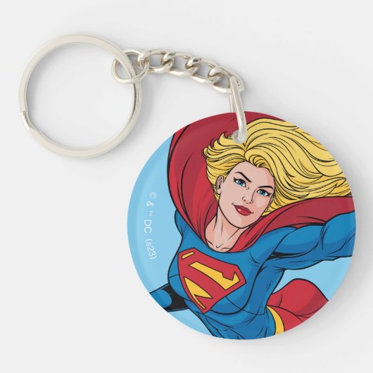 Schattige Supergirl Stance Sleutelhanger (Voorkant)