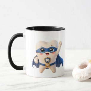 Schattige Superheld Tand Koffiemok Tandarts Cadeau Mok