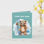 Schattige surfen beer tekst toevoegen kaart (Gele Bloem)