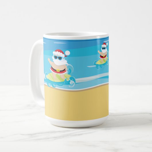 SCHATTIGE SURFEN KERSTMIS SINTERKLAAS KOFFIEMOK (Voorkant links)
