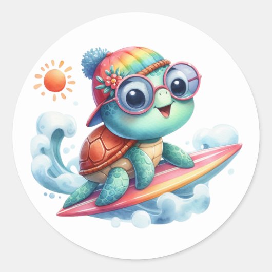 Schattige Surfen Tutle Stickers (Voorkant)