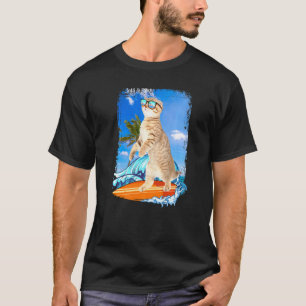 Schattige surfende Hawaiaanse kat Surfer strand z T-shirt