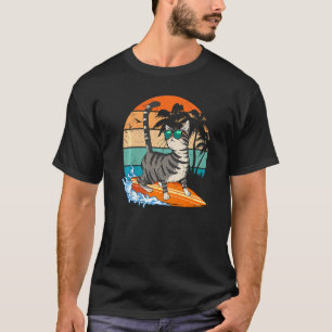 Schattige Surfende Hawaiaanse Kat Surfer Strand Zo T-shirt