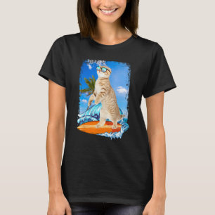 Schattige Surfende Hawaiaanse Kattenliefhebber Sur T-shirt