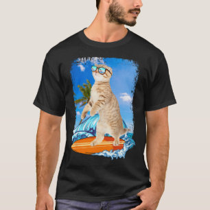 Schattige Surfende Hawaiaanse Kattenliefhebber Sur T-shirt