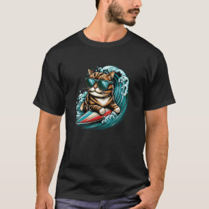 Schattige Surfende Kat Liefhebber Grappige Kat Str T-shirt