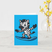 Schattige surfende zebra grappig dier strand zomer kaart (Gele Bloem)