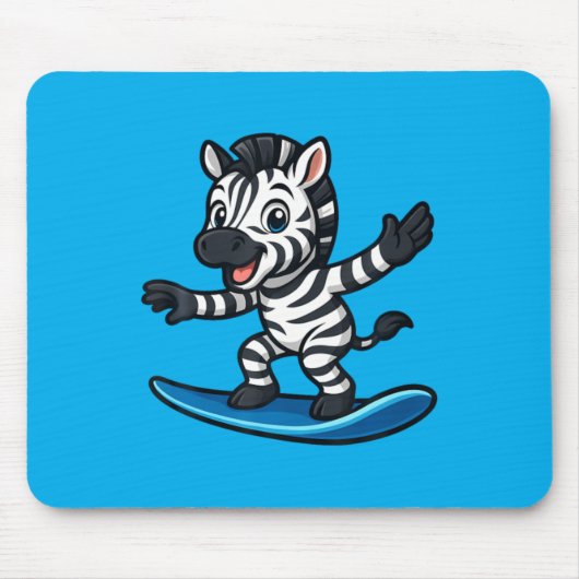 Schattige surfende zebra grappig dier strand zomer muismat (Voorkant)