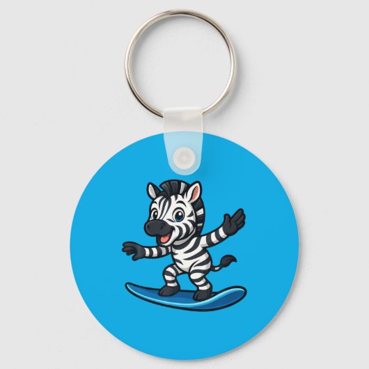 Schattige surfende zebra grappig dier strand zomer sleutelhanger (Voorkant)