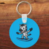 Schattige surfende zebra grappig dier strand zomer sleutelhanger (Voorkant)