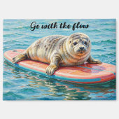 Schattige surfende zeehond magneet (Voorkant)