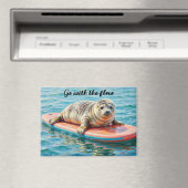 Schattige surfende zeehond magneet (Insitu (Vaatwasser))