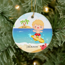 Schattige Surfer Jongen Persoonlijke Kerstmis