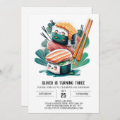 Schattige Sushi Adventure Kids Verjaardag Kaart (Voorkant / Achterkant)