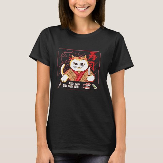 Schattige Sushi Chef Kat T-shirt (Voorkant)