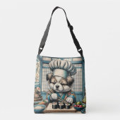 Schattige Sushi Chef Puppy Crossbody Tas (Achterkant)