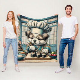 Schattige Sushi Chef Puppy Fleece Deken