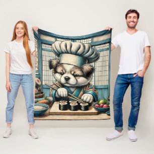 Schattige Sushi Chef Puppy Fleece Deken