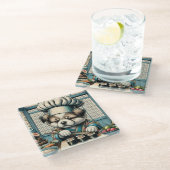 Schattige Sushi Chef Puppy Glazen Onderzetter (Schuin)