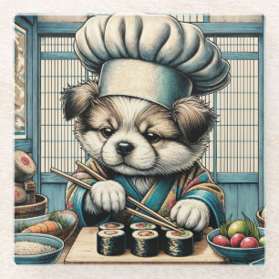 Schattige Sushi Chef Puppy Glazen Onderzetter