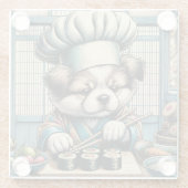Schattige Sushi Chef Puppy Glazen Onderzetter (Achterkant)