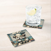 Schattige Sushi Chef Puppy Kartonnen Onderzetters (Insitu)