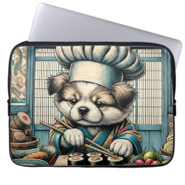 Schattige Sushi Chef Puppy Laptop Sleeve