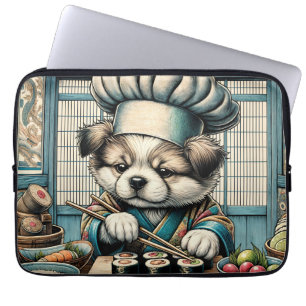 Schattige Sushi Chef Puppy Laptop Sleeve