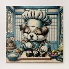 Schattige Sushi Chef Puppy Legpuzzel