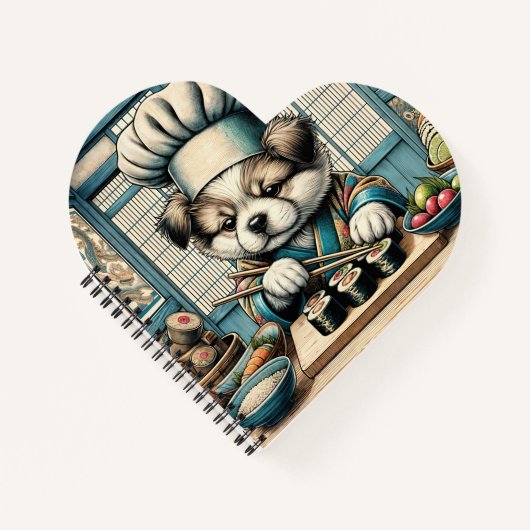 Schattige Sushi Chef Puppy Notitieboek (Voorkant)