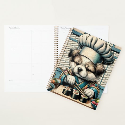 Schattige Sushi Chef Puppy Planner (Display)