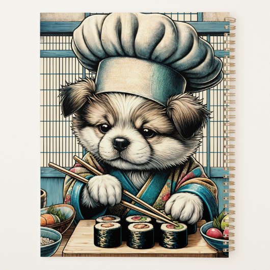 Schattige Sushi Chef Puppy Planner (Achterkant)