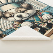 Schattige Sushi Chef Puppy Sherpa Deken (3/4)