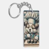 Schattige Sushi Chef Puppy Sleutelhanger (Voorkant Links)