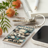 Schattige Sushi Chef Puppy Sleutelhanger (Voorkant Rechts)