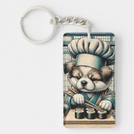 Schattige Sushi Chef Puppy Sleutelhanger