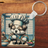 Schattige Sushi Chef Puppy Sleutelhanger (Achterkant)