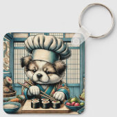 Schattige Sushi Chef Puppy Sleutelhanger (Achterkant)