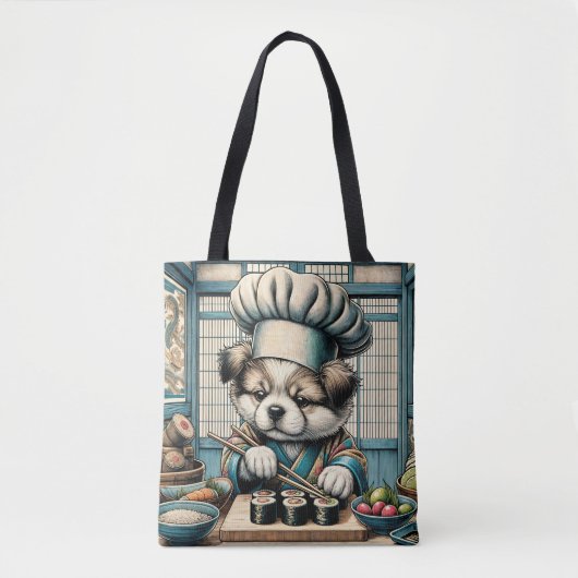 Schattige Sushi Chef Puppy Tote Bag (Voorkant)